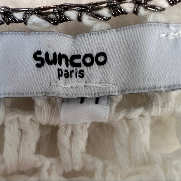 Suncoo Ivory Long Sleeve Zip Up Knit Sweater Cardigan Size T1= Small (328) - Picture 10 of 11